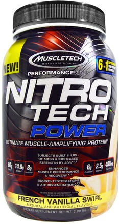 Nitro Tech Power, French Vanilla Swirl, 2 lbs (907 g) by Muscletech-Sport, Muscletech Nitro Tech