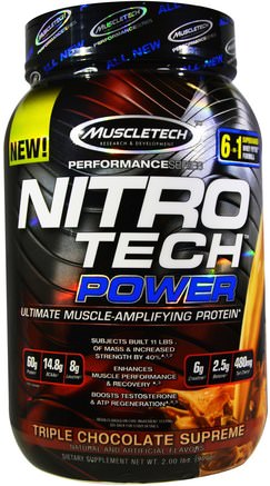 Nitro Tech Power, Triple Chocolate Supreme, 2 lbs (907 g) by Muscletech-Sport, Muscletech Nitro Tech