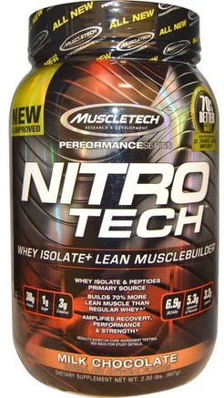 Nitro Tech, Whey Isolate+ Lean Musclebuilder, Milk Chocolate, 2.00 lbs (907 g) by Muscletech-Sport, Muscletech Nitro Tech