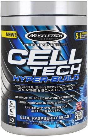 Performance Series, Cell Tech Hyper-Build, Blue Raspberry Blast, 1.06 lbs (482 g) by Muscletech-Sporter