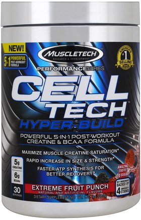 Performance Series, Cell Tech Hyper-Build, Extreme Fruit Punch, 1.07 lbs (485 g) by Muscletech-Sporter