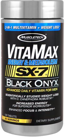 VitaMax, Energy & Metabolism, SX-7, Black Onyx, For Men, 120 Tablets by Muscletech-Viktminskning, Kost, Sport