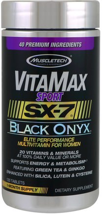 VitaMax Sport, SX-7, Black Onyx, For Women, 120 Tablets by Muscletech-Viktminskning, Kost, Sport
