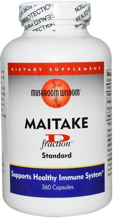 Maitake D-Fraction, Standard, 360 Capsules by Mushroom Wisdom-Kosttillskott, Medicinska Svampar, Maitake-Svampar, Svampkapslar