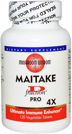 Maitake D-Fraction, Pro 4X, 120 Veggie Tabs by Mushroom Wisdom-Kosttillskott, Medicinska Svampar, Maitake-Svampar, Svampkapslar
