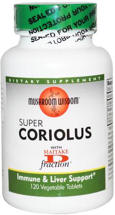Super Coriolus, 120 Veggie Tabs by Mushroom Wisdom-Kosttillskott, Medicinska Svampar, Kalkon Svans (Coriolus Versicolor Psk) Svamp, Svamp Kapslar