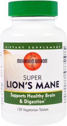 Super Lions Mane, 120 Veggie Tabs by Mushroom Wisdom-Kosttillskott, Medicinska Svampar, Lions Manesvamp, Svampkapslar