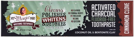 Activated Charcoal, Fluoride-Free, Whitening Toothpaste, Cinnamon Clove, 4 oz (113 g) by My Magic Mud-Bad, Skönhet, Oral Tandvård, Tandkräm