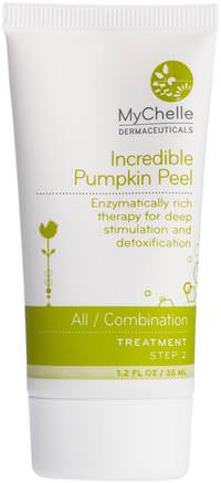 Incredible Pumpkin Peel, All / Combination, Step 2, Treatment, 1.2 fl oz (35 ml) by MyChelle Dermaceuticals-Skönhet, Ansiktsvård, Hud, Ansiktsmasker, Socker, Fruktmasker