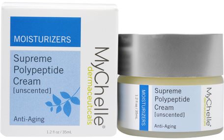 Supreme Polypeptide Moisturizers, Cream Unscented, 1.2 fl oz (35 ml) by MyChelle Dermaceuticals-Skönhet, Ansiktsvård, Hudtyp Anti-Åldrande Hud, Krämer Lotioner, Serum