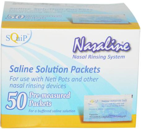 Squip, Saline Solution Salt, 50 Pre-Measured Packets by Nasaline-Hälsa, Nasal Hälsa, Nasal Tvätt