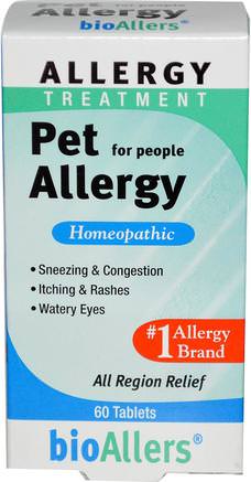 bioAllers, Allergy Treatment, Pet Allergy for People, 60 Tablets by NatraBio-Hälsa, Allergier, Allergi
