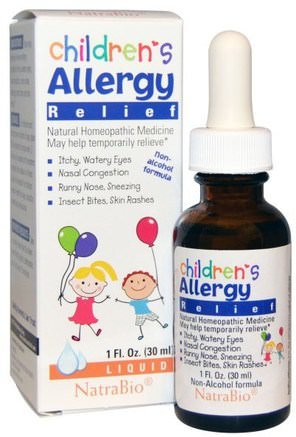 Childrens Allergy Relief, Non-Alcohol Formula, Liquid, 1 fl oz (30 ml) by NatraBio-Kosttillskott, Homeopati, Barns Hälsa