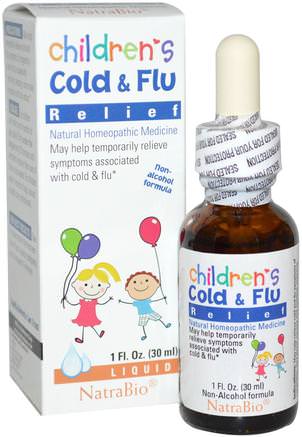 Childrens Cold & Flu Relief, 1 fl oz (30 ml) by NatraBio-Kosttillskott, Homeopati, Kall Influensa Och Viral, Kall Och Influensa