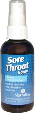 Sore Throat Spray, Temporarily Relieve, 4 fl oz (120 ml) by NatraBio-Hälsa, Kall Influensa Och Viral, Halsvårdspray
