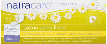 Cotton Panty Liners, Ultra Thin, Organic Cotton, 22 Panty Liners by Natracare-Hälsa, Kvinnor