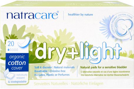 Dry + Light, Organic Cotton Cover, 20 Individually Wrapped Pads by Natracare-Hälsa, Kvinnor, Kvinna