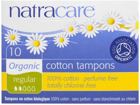 Organic Cotton Tampons, Regular, 10 Tampons by Natracare-Bad, Skönhet, Kvinna