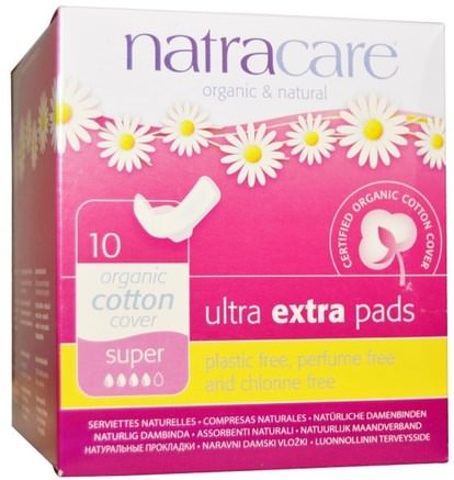 Organic & Natural Ultra Extra Pads, Super, 10 Pads by Natracare-Bad, Skönhet, Kvinna, Natracare Ultra Pads