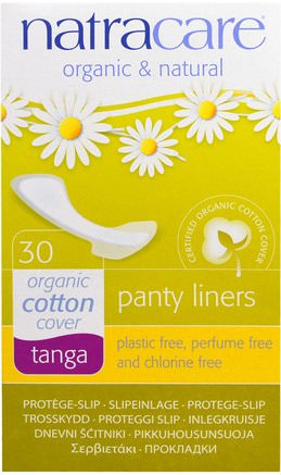 Panty Liners, Organic Cotton Cover, Tanga, 30 Liners by Natracare-Hälsa, Kvinnor