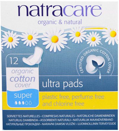 Ultra Pads, Organic Cotton Cover, Super, 12 Pads by Natracare-Hälsa, Kvinnor, Kvinna
