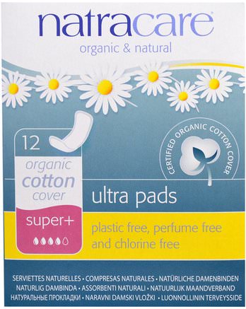 Ultra Pads, Organic Cotton Cover, Super+, 12 Pads by Natracare-Hälsa, Kvinnor