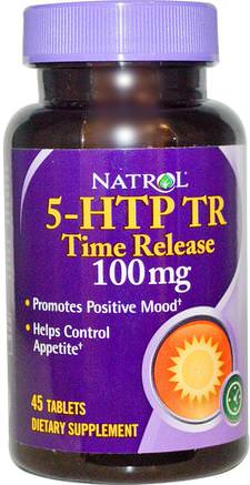 5-HTP TR, Time Release, 100 mg, 45 Tablets by Natrol-Kosttillskott, 5-Htp, 5-Htp 100 Mg