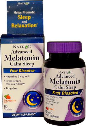 Advanced Melatonin Calm Sleep, Fast Dissolve, Strawberry Flavor, 60 Tablets by Natrol-Kosttillskott, Melatonin Regelbundet, Hälsa