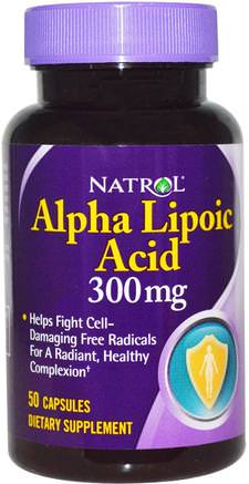 Alpha Lipoic Acid, 300 mg, 50 Capsules by Natrol-Kosttillskott, Antioxidanter, Alfa-Liposyra, Alfa-Liposyra 300 Mg