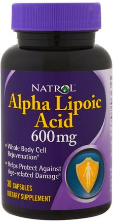 Alpha Lipoic Acid, 600 mg, 30 Capsules by Natrol-Kosttillskott, Antioxidanter, Alfa-Liposyra, Alfa-Liposyra 600 Mg