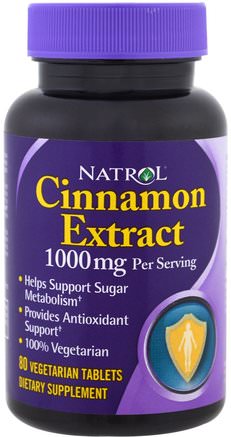 Cinnamon Extract, 1.000 mg, 80 Veggie Tabs by Natrol-Örter, Kanel Extrakt