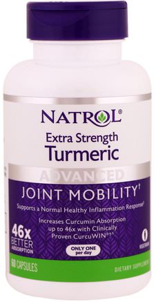 Extra Strength Turmeric, 60 Capsules by Natrol-Kosttillskott, Antioxidanter, Curcumin, Gurkmeja