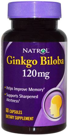 Ginkgo Biloba, 120 mg, 60 Capsules by Natrol-Örter, Ginkgo Biloba