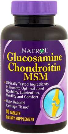 Glucosamine Chondroitin MSM, 90 Tablets by Natrol-Kosttillskott, Glukosamin