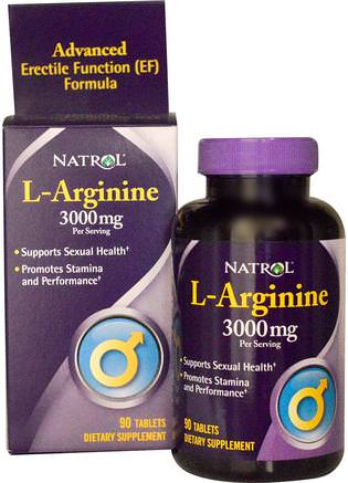 L-Arginine, 3000 mg, 90 Tablets by Natrol-Kosttillskott, Aminosyror, L Arginin