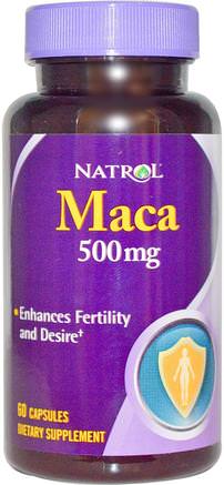 Maca, 500 mg, 60 Capsules by Natrol-Hälsa, Män, Maca, Kosttillskott, Adaptogen
