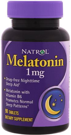 Melatonin, 1 mg, 90 Tablets by Natrol-Kosttillskott, Sömn