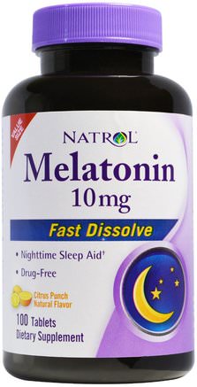 Melatonin Fast Dissolve, Citrus Punch Natural Flavor, 10 mg, 100 Tablets by Natrol-Kosttillskott, Melatonin