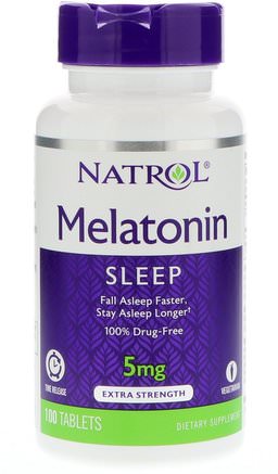 Melatonin, Time Release, 5 mg, 100 Tablets by Natrol-Kosttillskott, Sömn, Melatonin