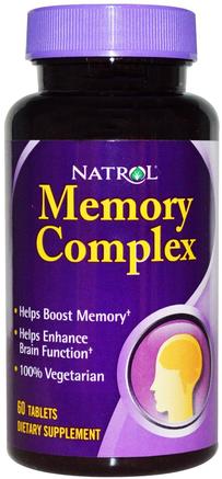 Memory Complex, 60 Tablets by Natrol-Hälsa, Uppmärksamhet Underskott Störning, Lägg Till, Adhd, Hjärna, Vinpocetine, Minne