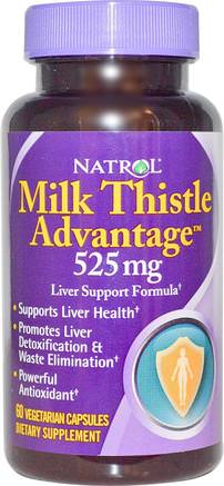 Milk Thistle Advantage, 525 mg, 60 Veggie Caps by Natrol-Hälsa, Detox, Mjölktistel (Silymarin)