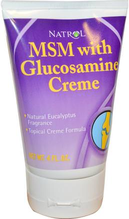 MSM with Glucosamine Creme, 4 fl oz by Natrol-Kosttillskott, Glukosamin, Artrit