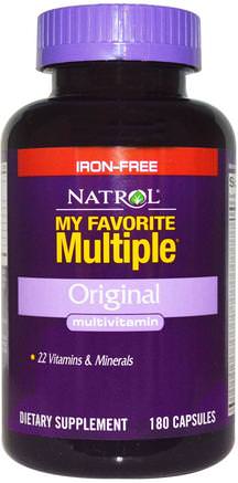 My Favorite Multiple, Original, Multivitamin, Iron-Free, 180 Capsules by Natrol-Vitaminer, Multivitaminer