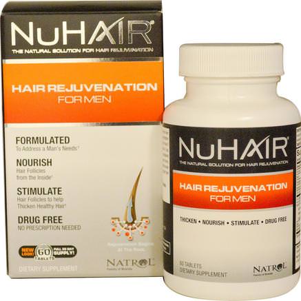NuHair, Hair Rejuvenation for Men, 60 Tablets by Natrol-Hälsa, Män, Bad, Skönhet, Hårförtunning Och Återväxt