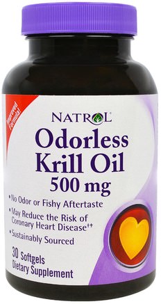 Odorless Krill Oil, 500 mg, 30 Softgels by Natrol-Kosttillskott, Efa Omega 3 6 9 (Epa Dha), Krillolja