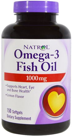 Omega-3 Fish Oil, Lemon Flavor, 1.000 mg, 150 Softgels by Natrol-Kosttillskott, Efa Omega 3 6 9 (Epa Dha), Fiskolja, Mjölkgjorda Fiskoljor