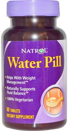 Water Pill, 60 Tablets by Natrol-Örter, Buchu, Diuretika Vattenpiller