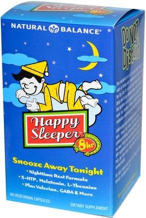 Happy Sleeper, 8 Hr, 60 Veggie Caps by Natural Balance-Kosttillskott, 5-Htp