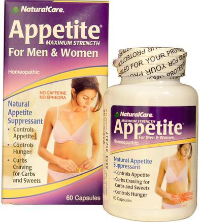 Appetite, Maximum Strength, For Men & Women, No Caffeine, 60 Capsules by Natural Care-Hälsa, Kost, Kosttillskott, Homeopati Kvinnor
