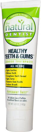 Healthy Teeth & Gums, Fluoride Toothpaste, Peppermint Twist, 5.0 oz (142 g) by Natural Dentist-Bad, Skönhet, Tandkräm, Oral Tandvård, Tandblekning